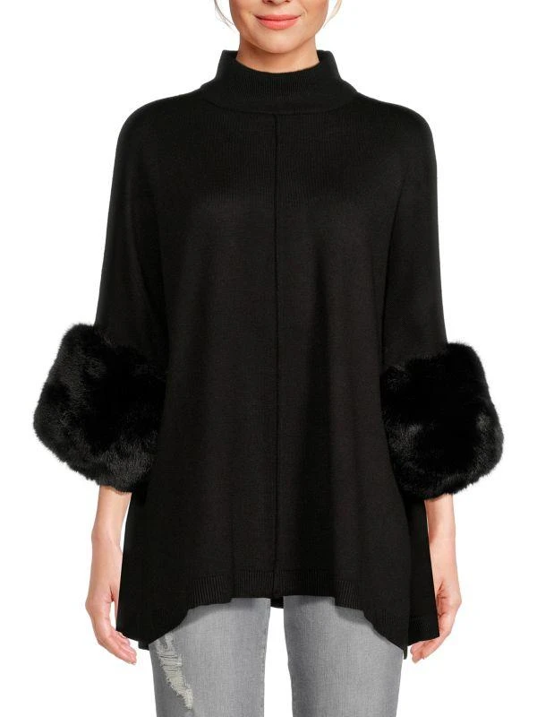 Saks Fifth Avenue Faux Fur Cuffs Sweater 1