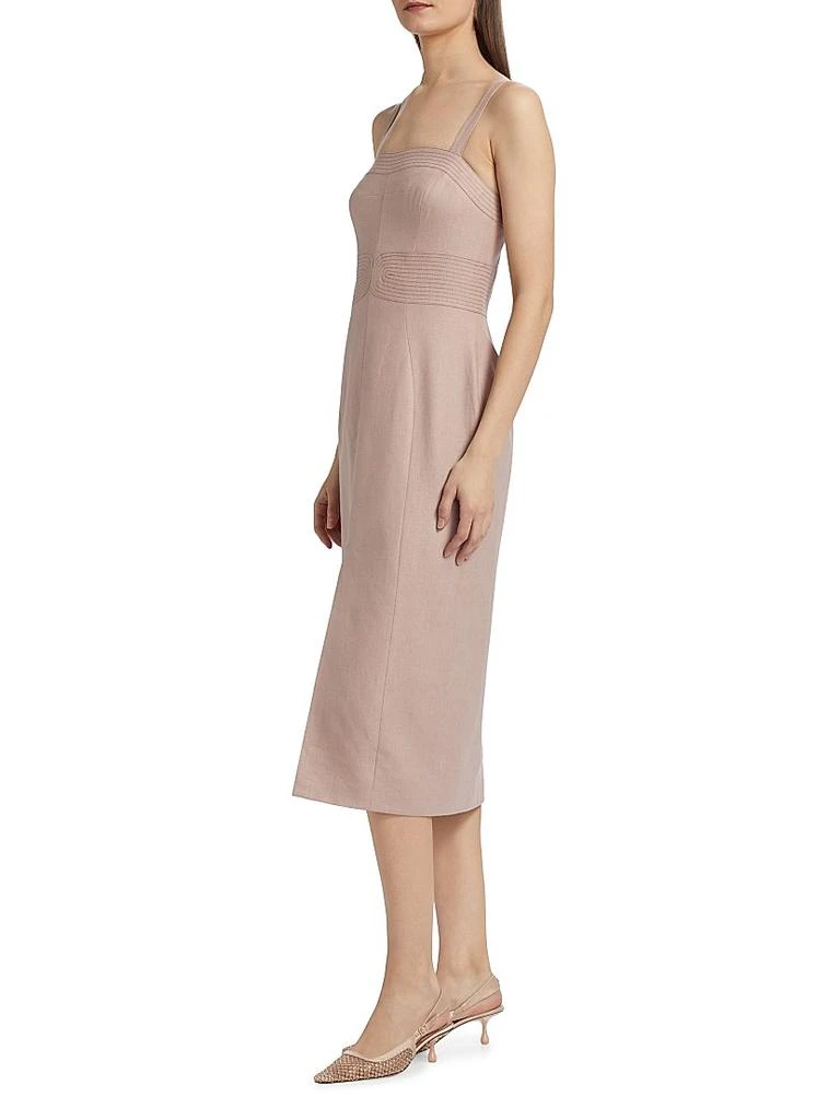 Hevron Linen Embroidered Midi-Dress 4