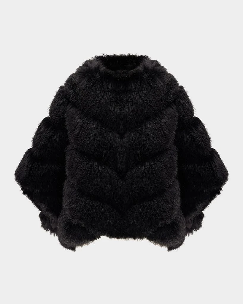 Theia Chevron Fox-Like Faux Fur Cape 1