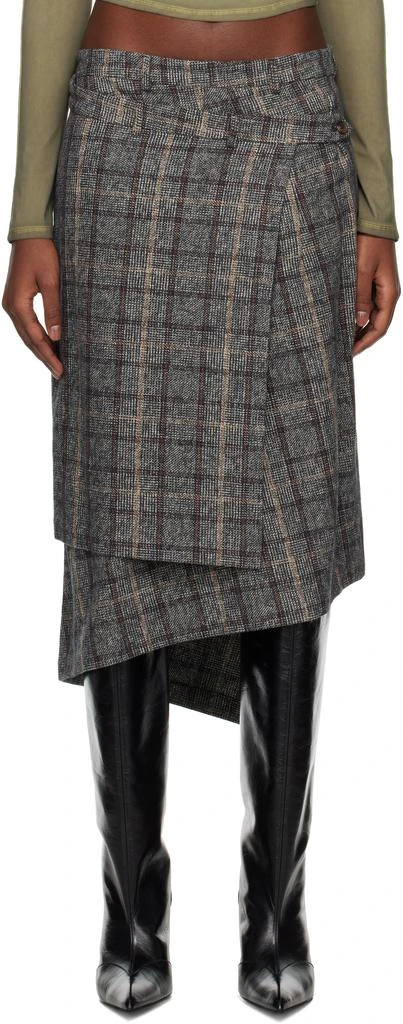 R13 Gray Wrap Midi Skirt 1