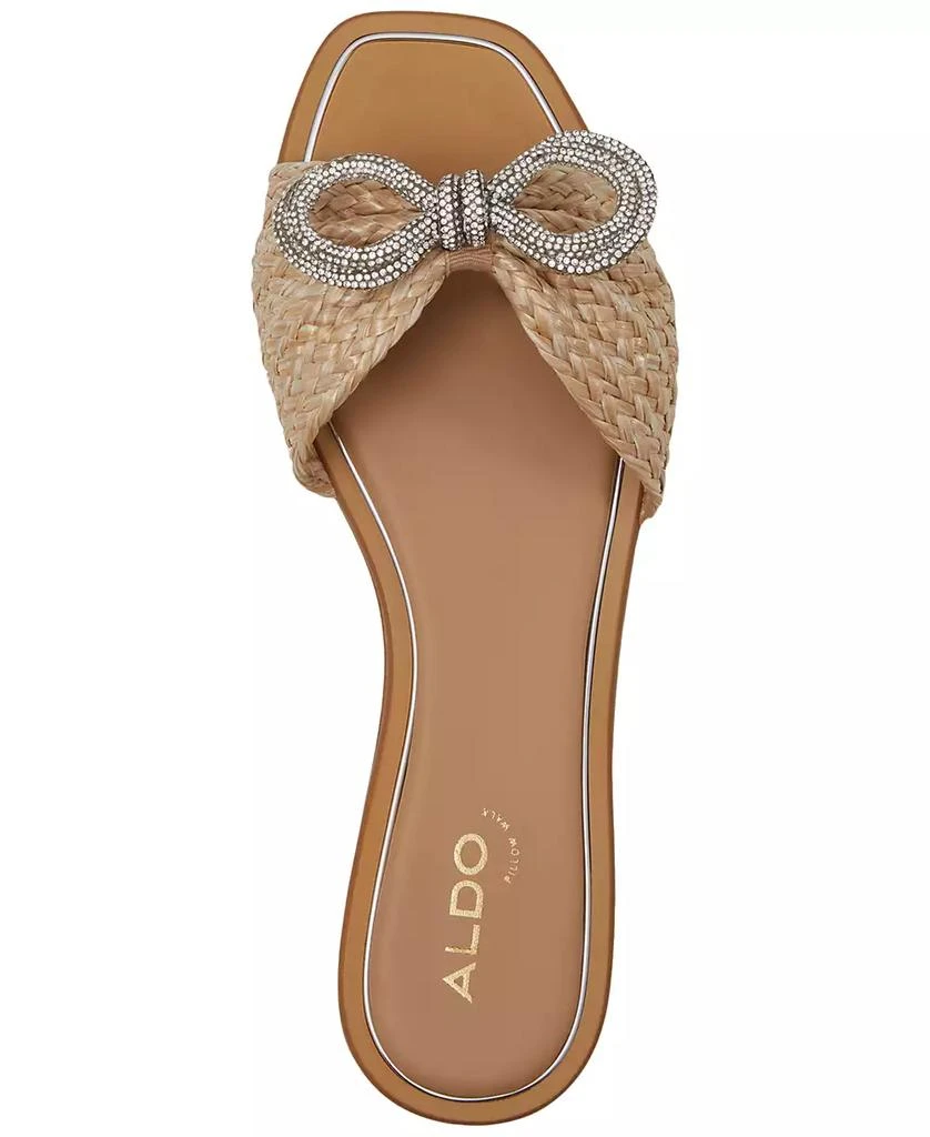 ALDO Women's Acirarwen Rhinestone Bow Flat Slide Sandals 4