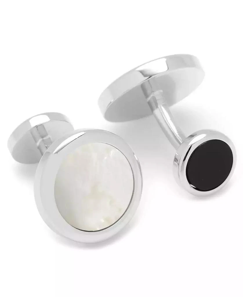 Ox and Bull Trading Co. Men's Double Sided Round Beveled Cufflink and Stud Set 3