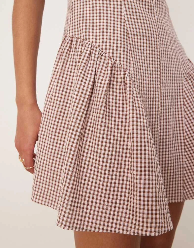 ASOS ASOS DESIGN seam detail mini dress in pink gingham 2