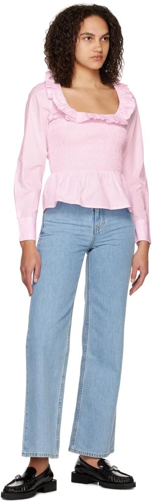 Ganni Pink Smock Blouse 4