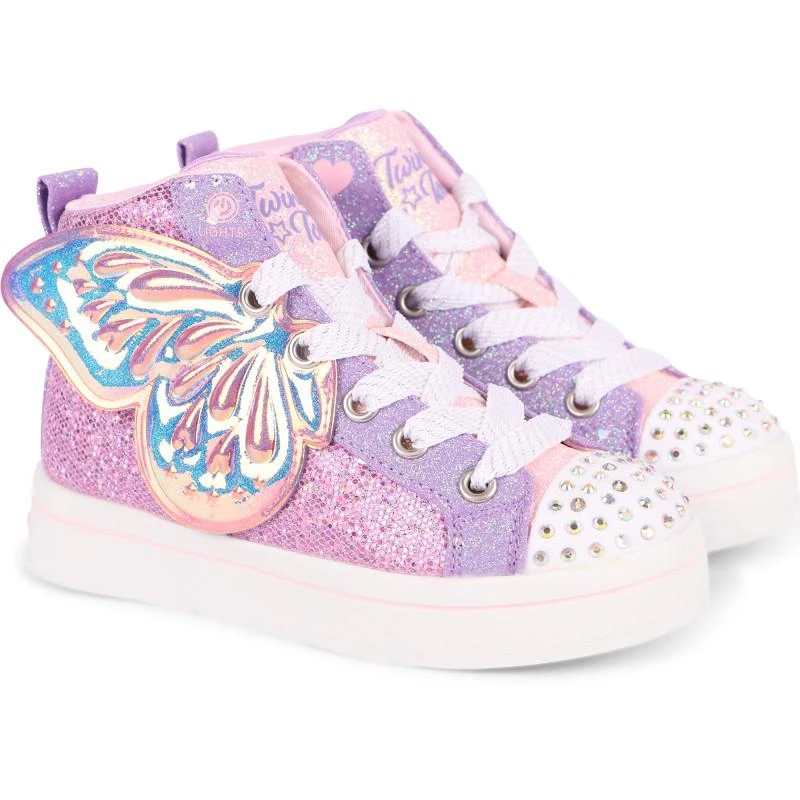 SKECHERS Butterfly wishes light up shiny high top sneakers in violet 1