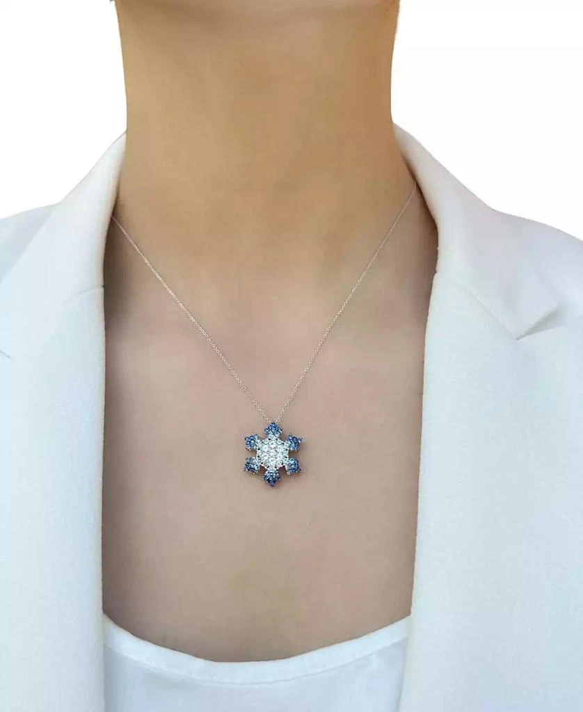 Le Vian Ombré® Denim Ombré (1-3/8 ct. t.w.) & White Sapphire (5/8 ct. t.w.) Snowflake Adjustable 20" Pendant Necklace in 14k White Gold 3