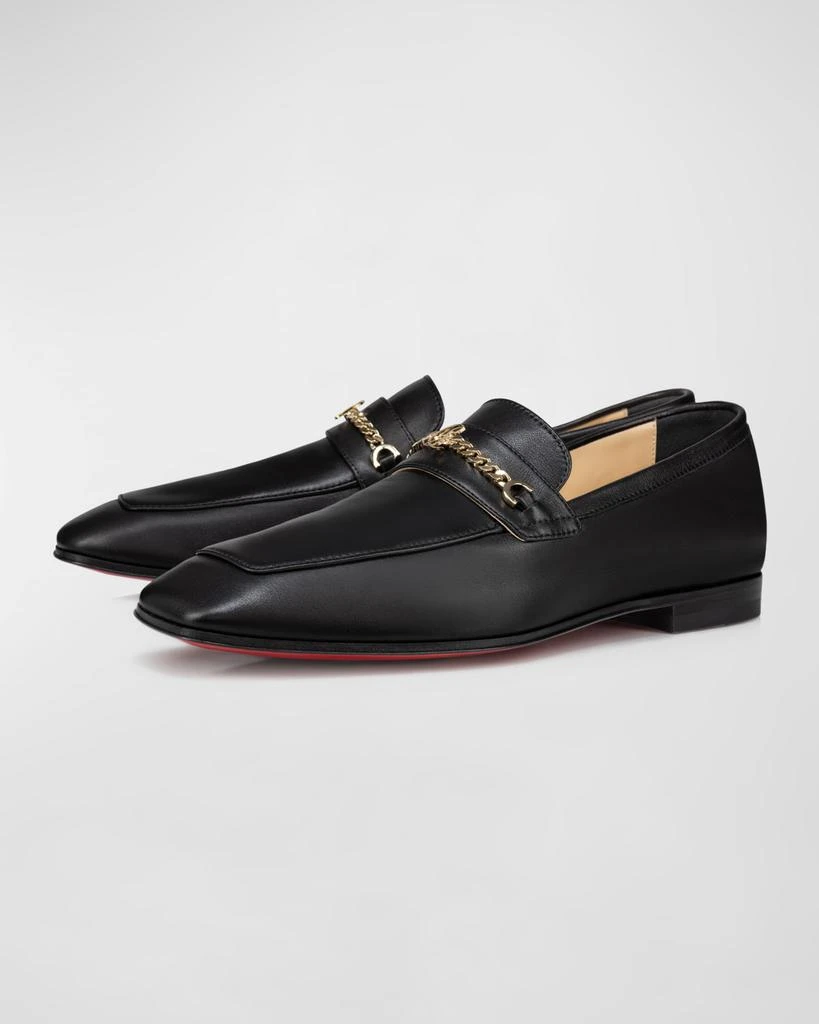 Christian Louboutin Leather Chain Red Sole Loafers 4