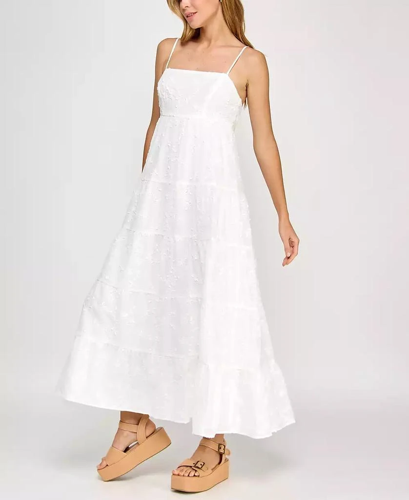 Crystal Doll Juniors' Woven Tie-Back Tiered Maxi Dress 2