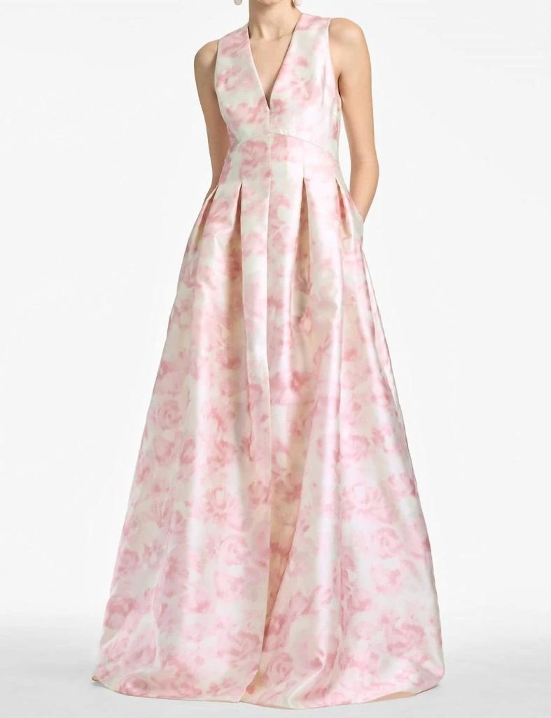 Sachin & Babi Sachin & Babi - Sleeveless Plunge Neck Floral Gown