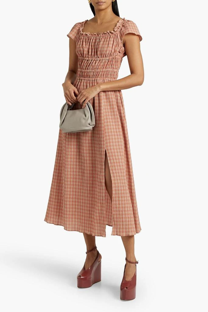 Altuzarra Ruffled shirred gingham cotton-blend seersucker midi dress 2