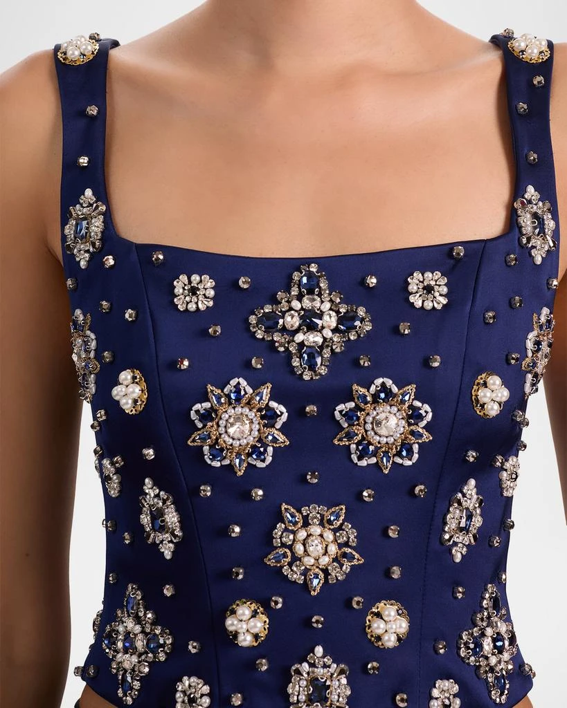 Alice + Olivia Lilianna Embellished Satin Corset Top 5