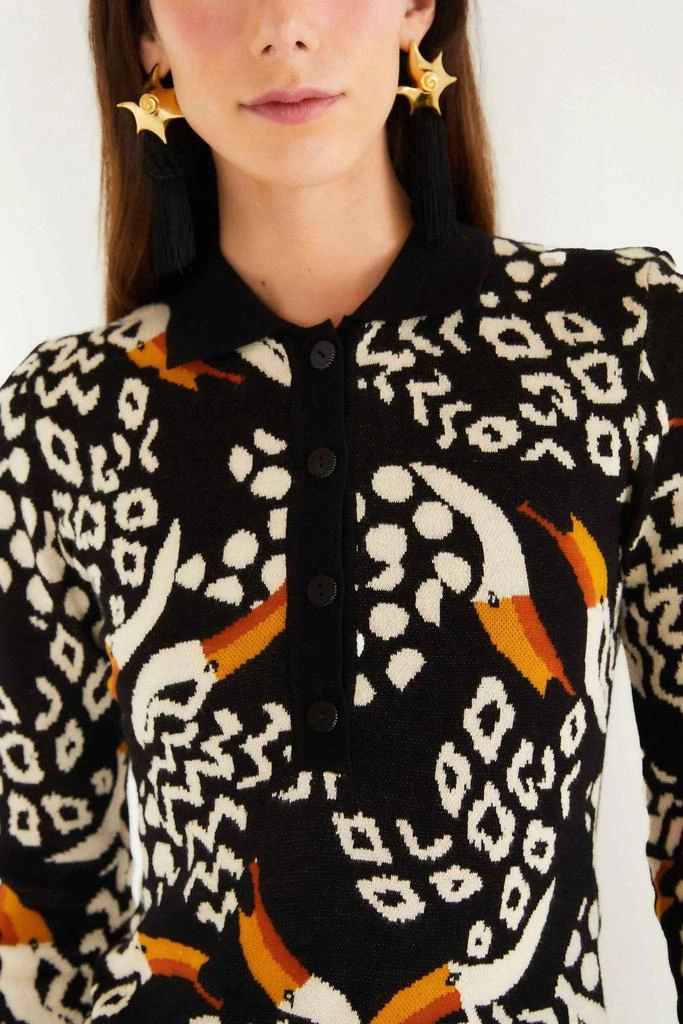 Farm Rio Farm Rio - Tucanissimo Long Sleeve Polo Knit Top 3