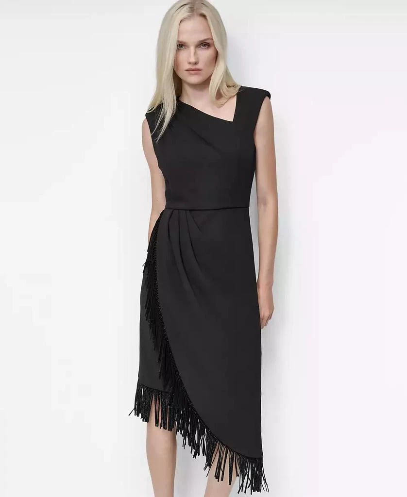 DKNY Women's Asymmetrical Fringe-Hem Cocktail Dress 3