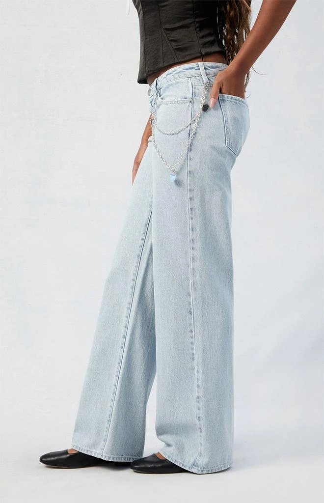 PacSun Eco Light Indigo Chain Low Rise Wide Leg Jeans 5