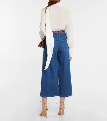ETRO Printed silk and denim culottes 3