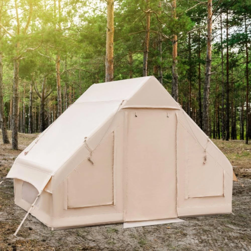 Hivvago Inflatable Camping Tent 2/4/6 People Glamping Tent for Family Camping with Pump-Beige 2