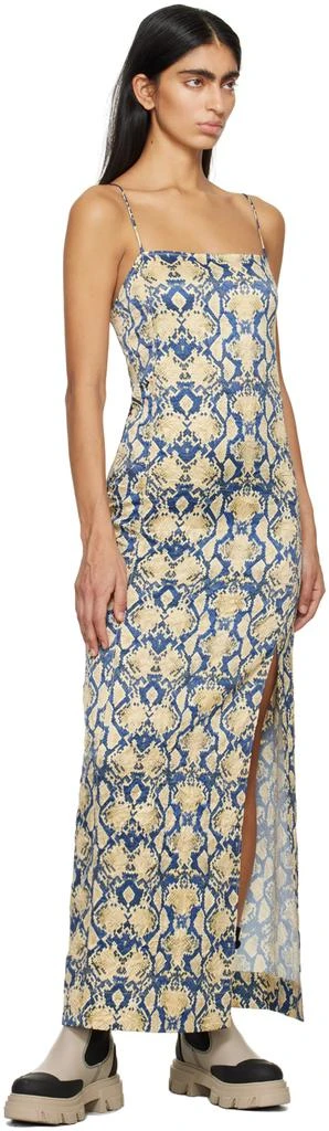 Ganni Blue & Yellow Snake Maxi Dress 4