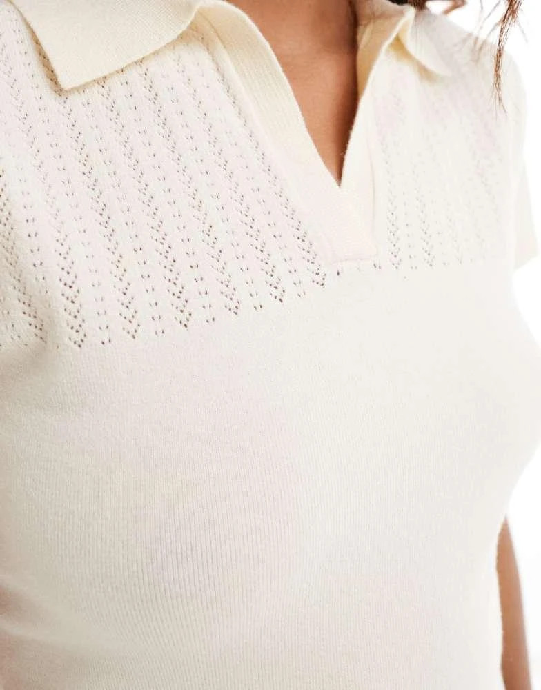 Motel Motel hilda collared knit top in ivory 3