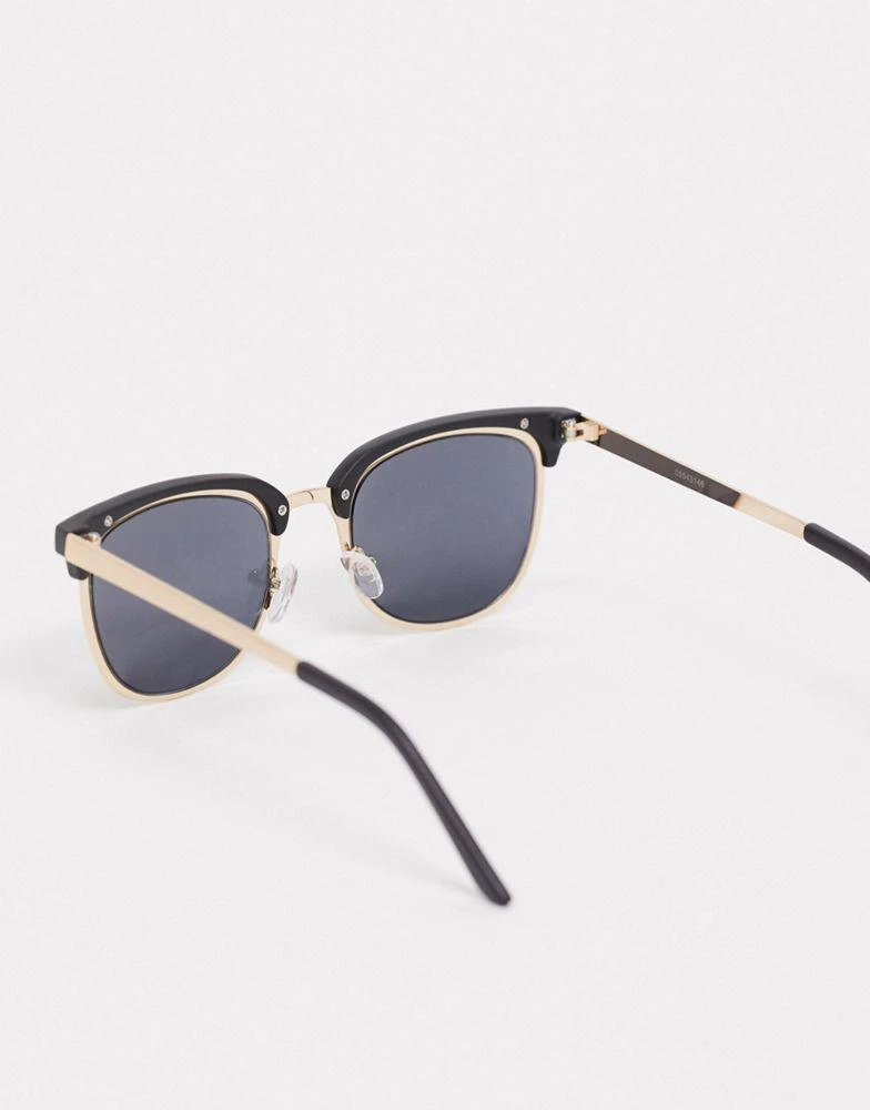 ASOS ASOS DESIGN retro metal sunglasses with smoke lens in gold and black 2