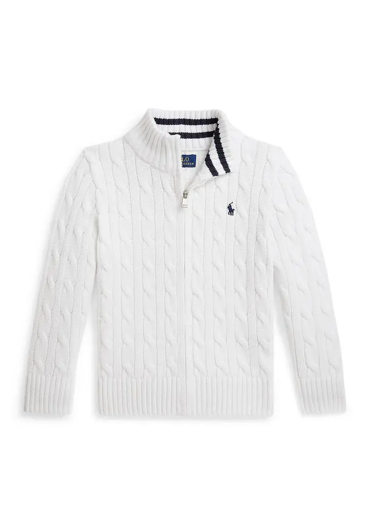 Ralph Lauren Boys 2-7 Cable-Knit Cotton Full-Zip Sweater