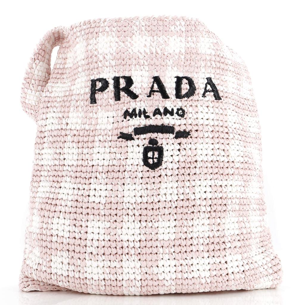 Prada Logo Hobo Raffia Large