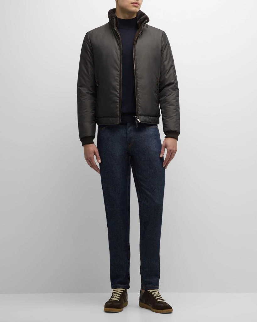 MooRER Men's Bomber Jacket with Shearling Collar 3