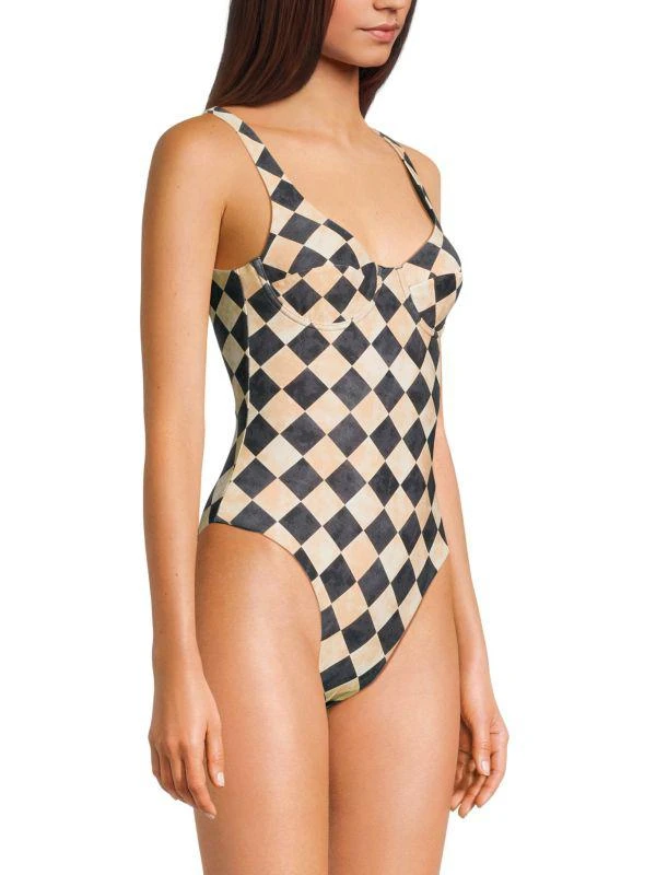 WeWoreWhat Checkered One Piece Swimsuit 3