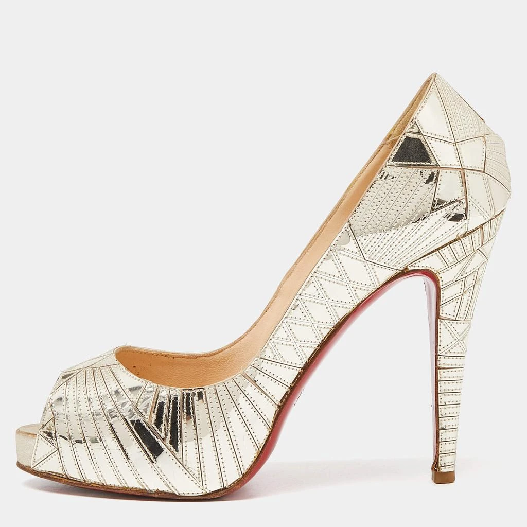 Christian Louboutin Christian Louboutin Gold PVC Peep Toe Art Deco Pumps Size 39 1