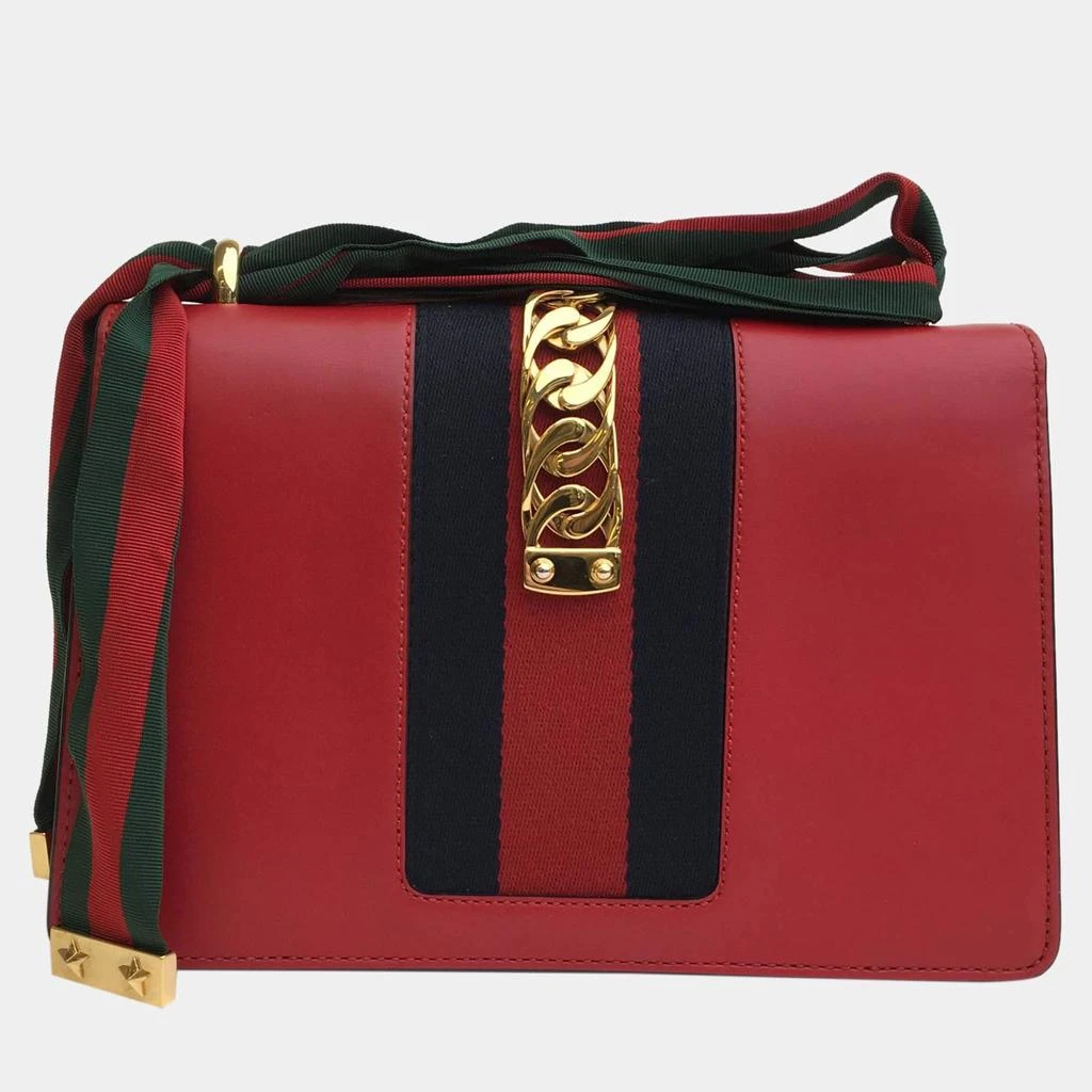 Gucci Gucci Red Leather Small Sylvie Shoulder Bag 5