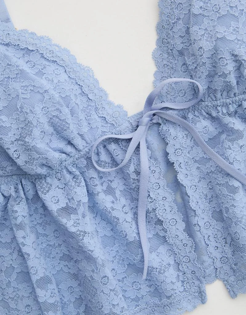 Aerie Show Off Vintage Lace Tie Front Bra Top 7