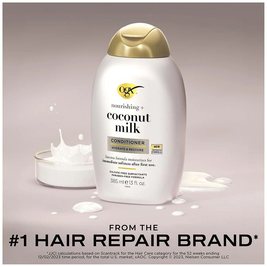 OGX Nourishing + Coconut Milk Conditioner, Hydrating & Restoring Creamy Coconut, White Peach, & Shea Butter 2