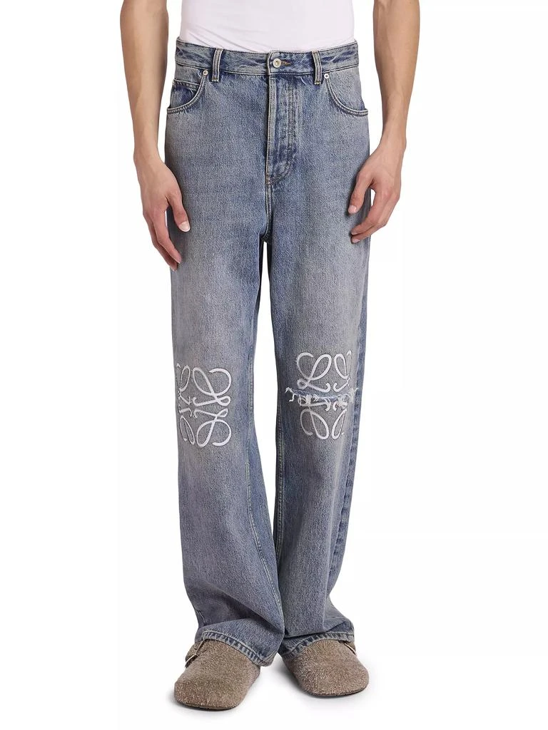 Loewe Embroidered Anagram Straight-Leg Jeans 3