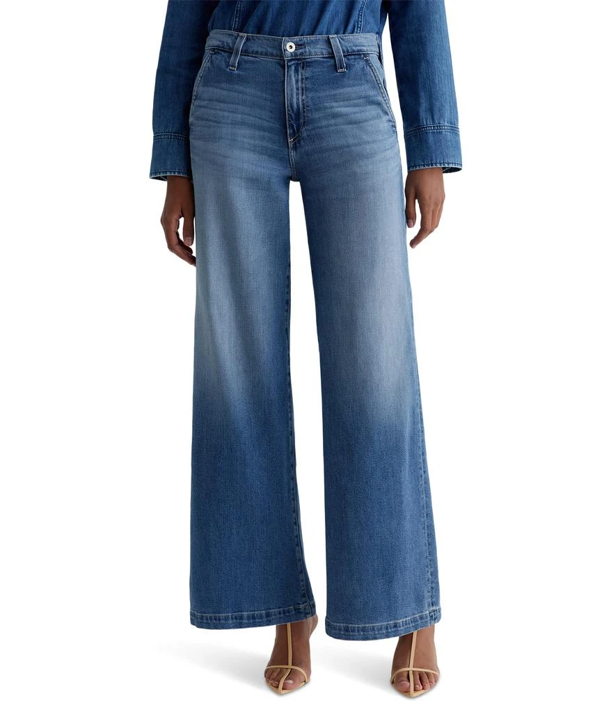 AG Jeans Stella Mid Rise Wide Leg Palazzo Jeans in Nautical Mile 1