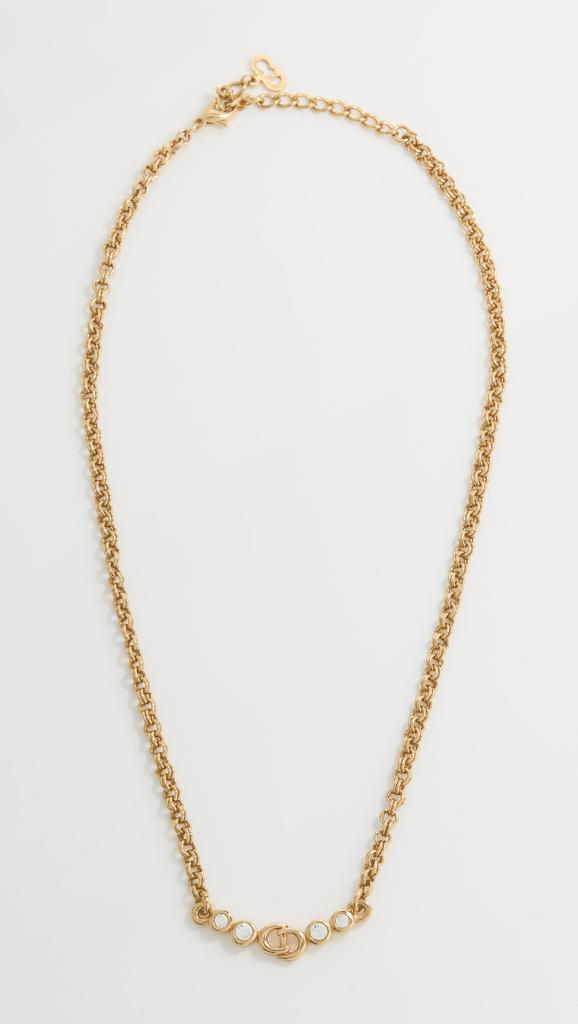What Goes Around Comes Around Dior Gold Crystal CD Necklace