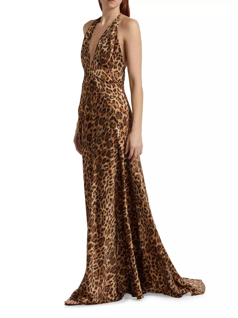 MICHAEL LO SORDO Alexandra Silk Leopard Maxi Gown 4