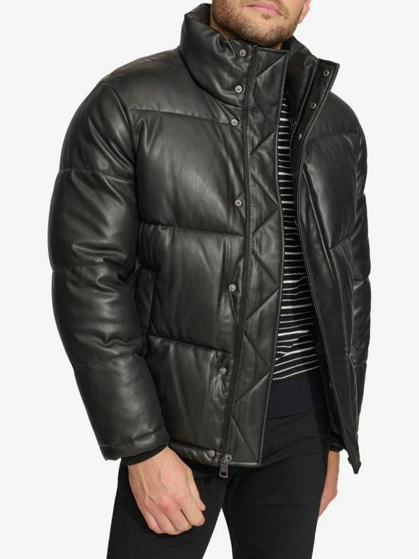 Calvin Klein ​Mock Neck Faux Leather Puffer Jacket 3