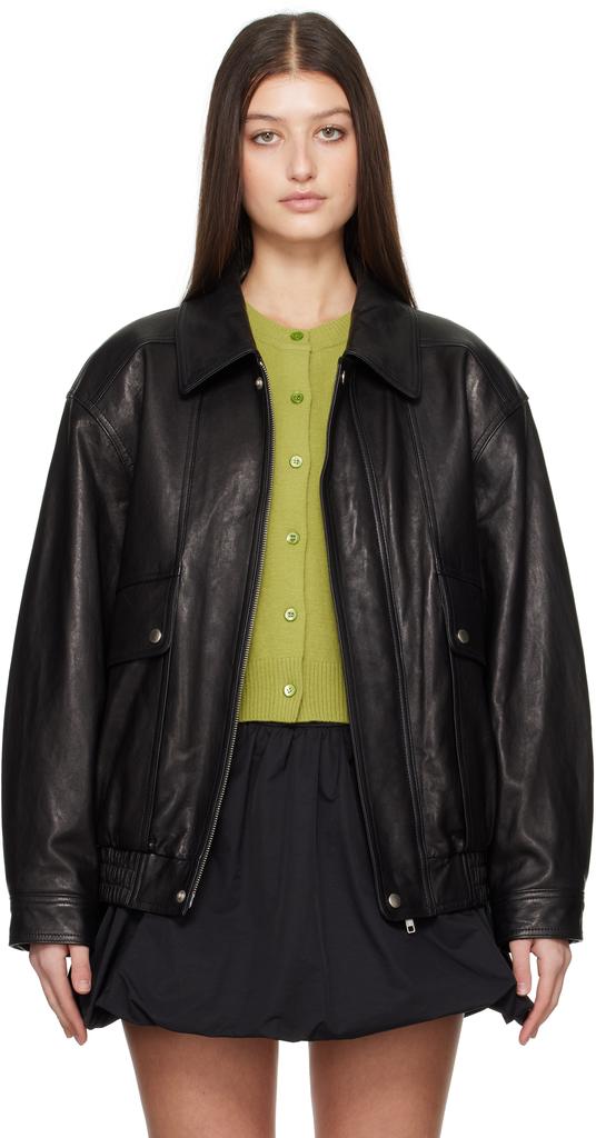 Dunst Black Oversized Vintage Leather Jacket - Jackets - Free