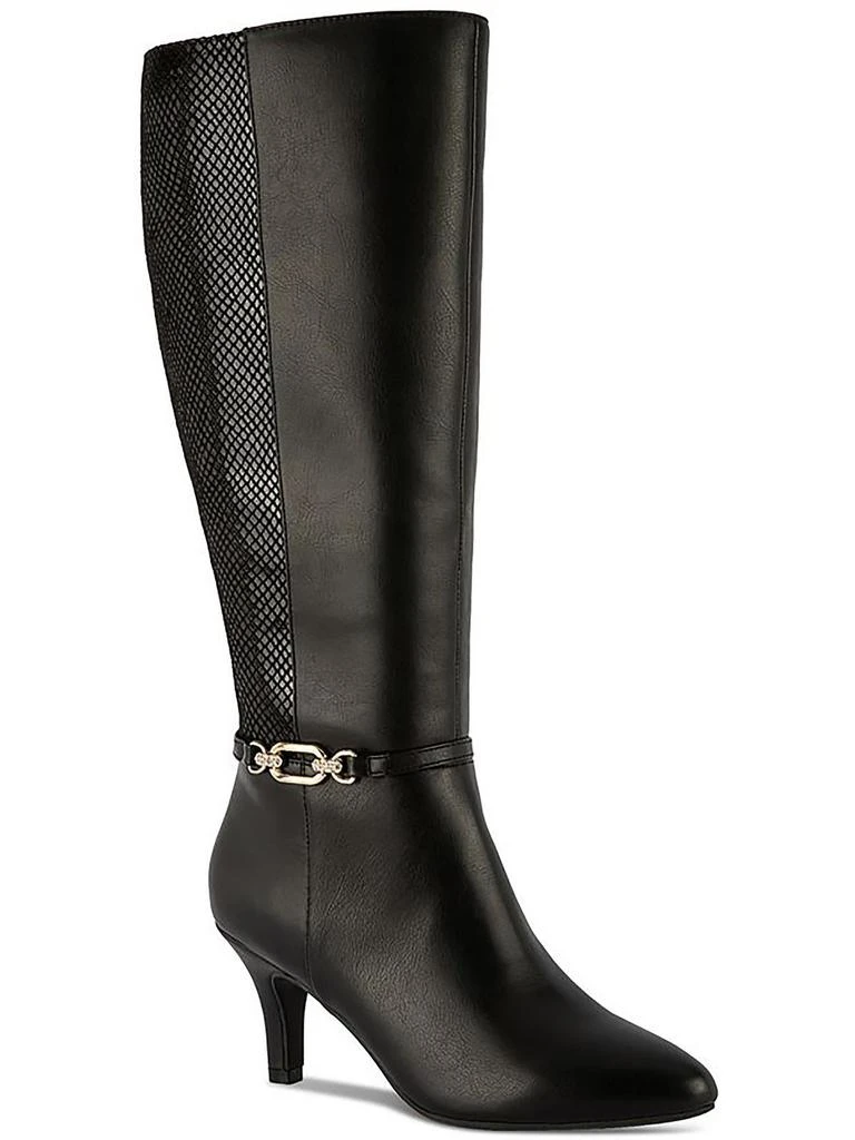 Karen Scott Freylyn Womens Faux Leather Snake Print Knee-High Boots 1