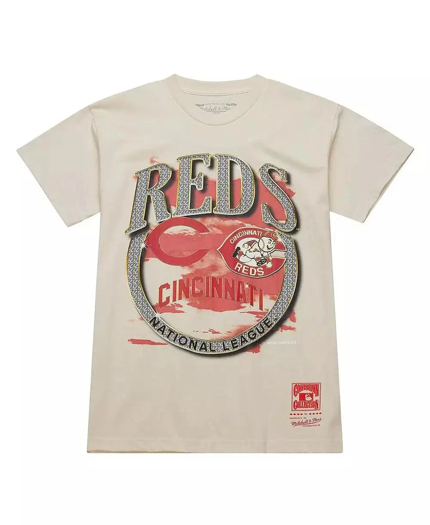 Mitchell & Ness Men's Cream Cincinnati Reds Cooperstown Collection crown Jewels T-Shirt 5
