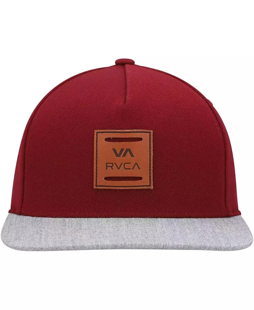 RVCA Men's Burgundy and Gray All The Way Snapback Hat 4