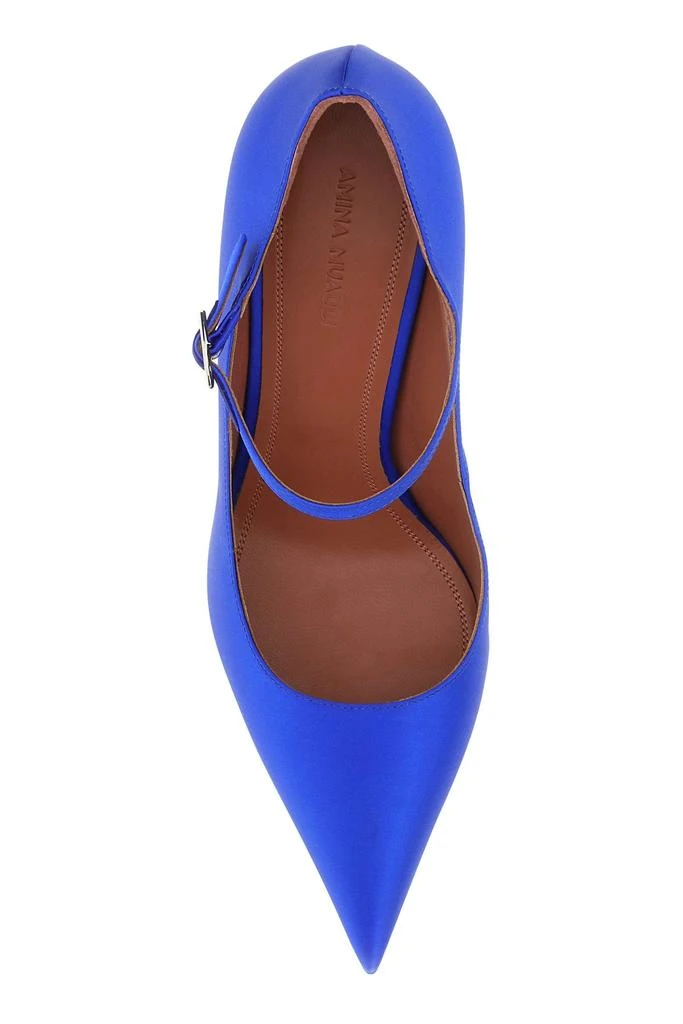 Amina Muaddi Electric blue satin Yigit pumps 3