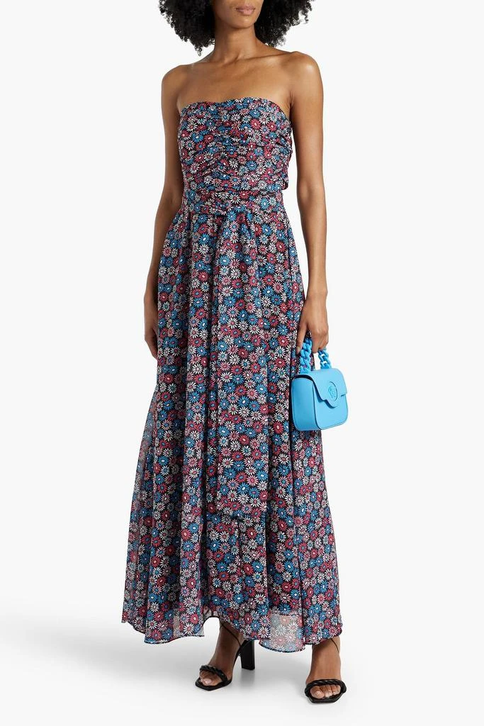 HVN Lola strapless floral-print chiffon maxi dress 2