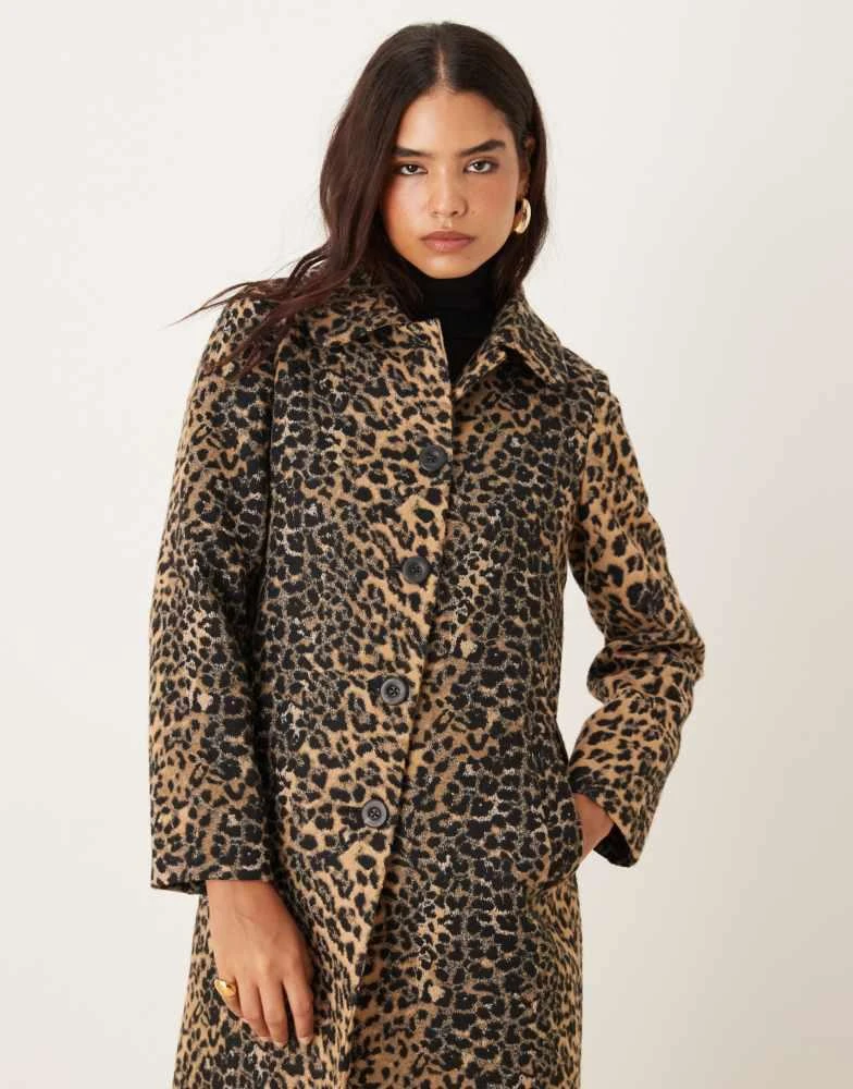 Mango Mango wool mix tailored maxi coat in leopard print 3