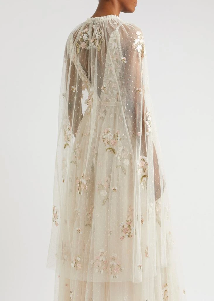 NEEDLE & THREAD Posy floral-embroidered tulle cape 3