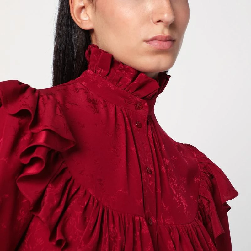 Yves Saint Laurent Red damask silk shirt 4