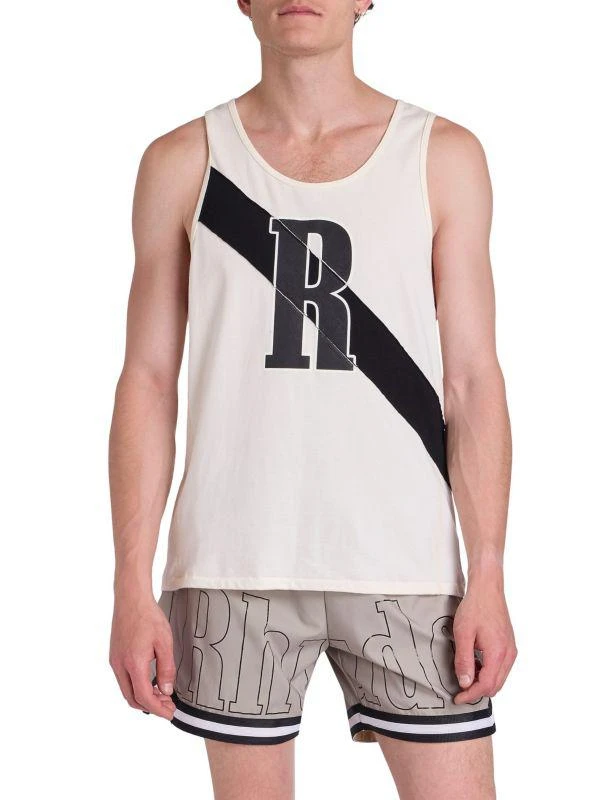 R H U D E Striped Logo Cotton Tank Top 1