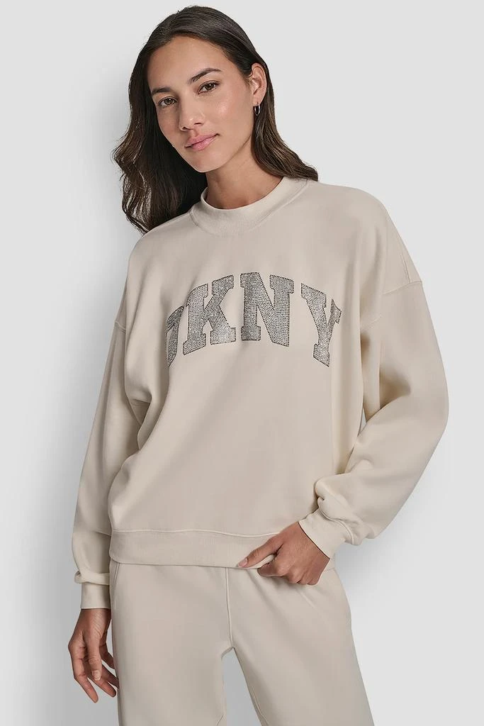 DKNY EXPLODED RHINESTONE VARISTY LOGO PULLOVER 1
