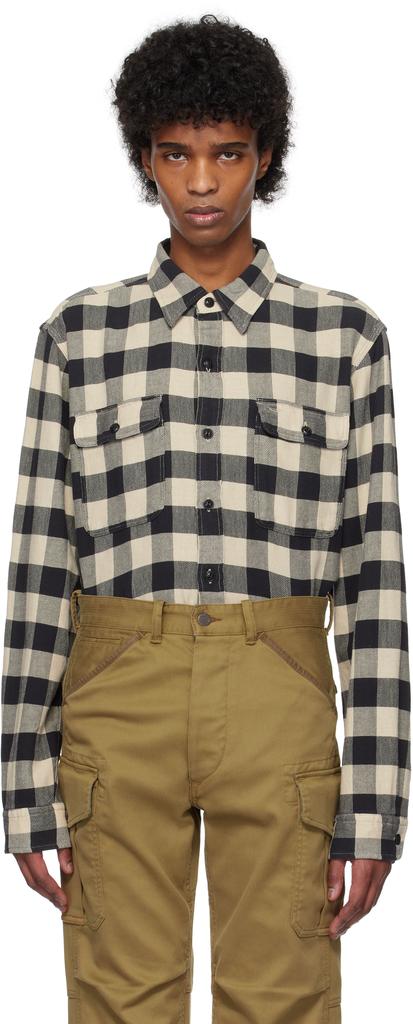 RRL Black & Off-White Buffalo Check Twill Work Shirt