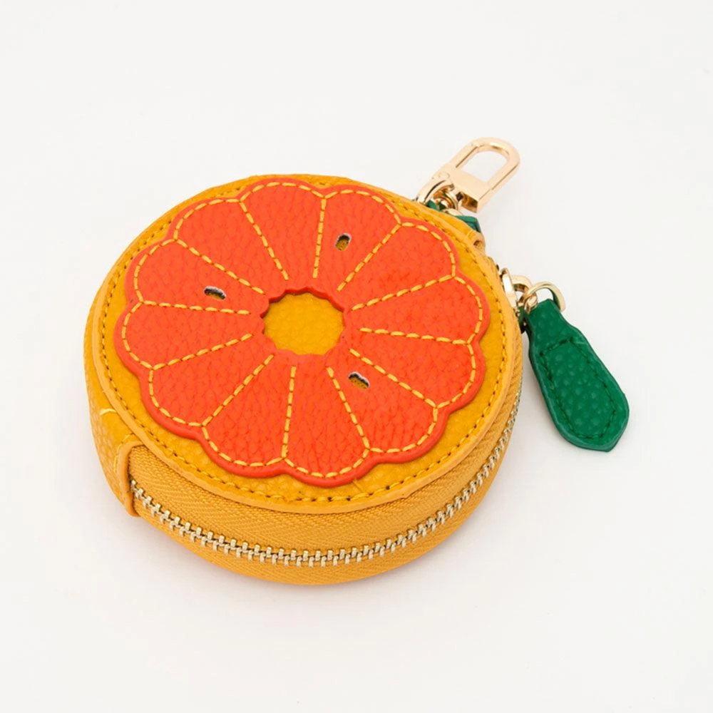 FASHNZFAB Faux Leather Orange Keychain / Bag Charm / Coin Purse