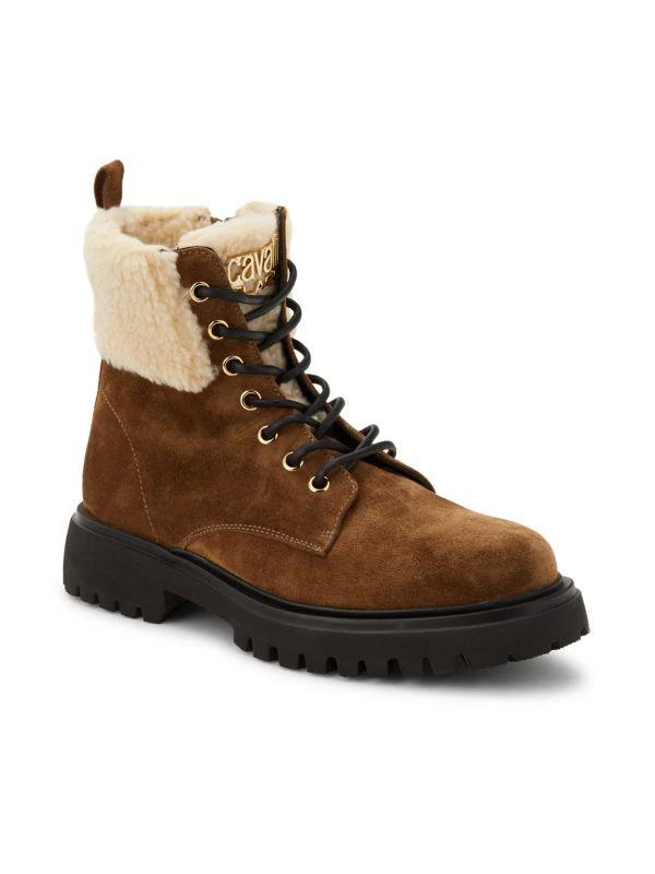 cavalli CLASS Faux Fur Lined Leather Ankle Boots 2